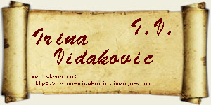 Irina Vidaković vizit kartica